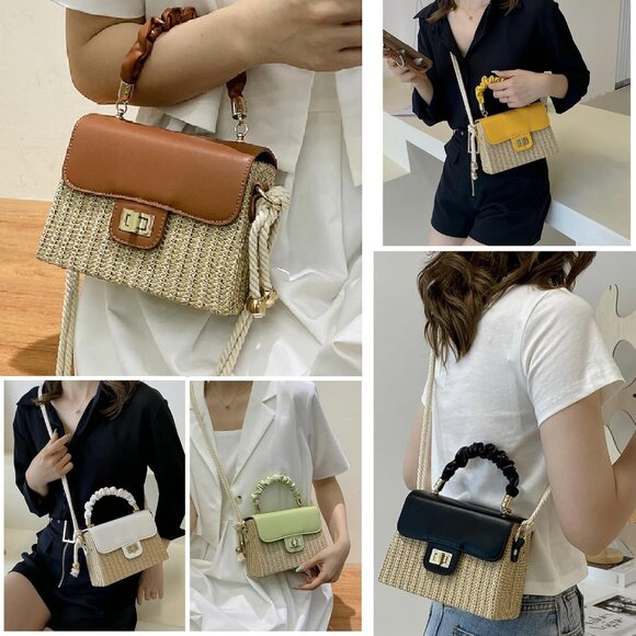 Straw Crossbody Bag Women Summer Beach Purse Tote Travel Accessories - Picture 5 of 5